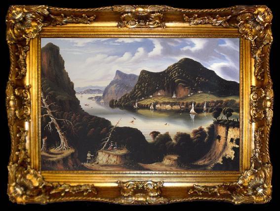 framed  Thomas Chambers View of Cold Spring and Mount Taurus about 1850, ta009-2